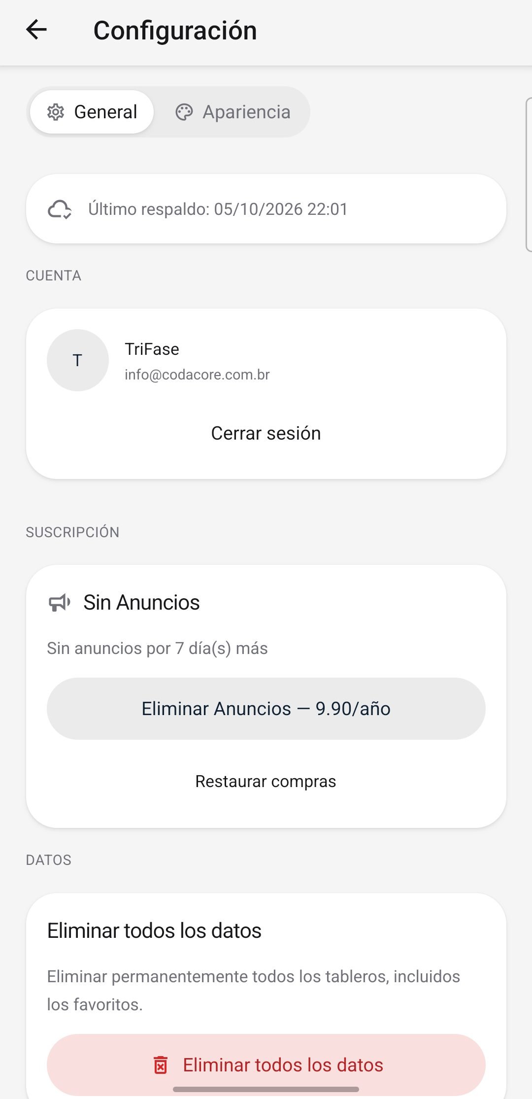 Respaldo en la nube